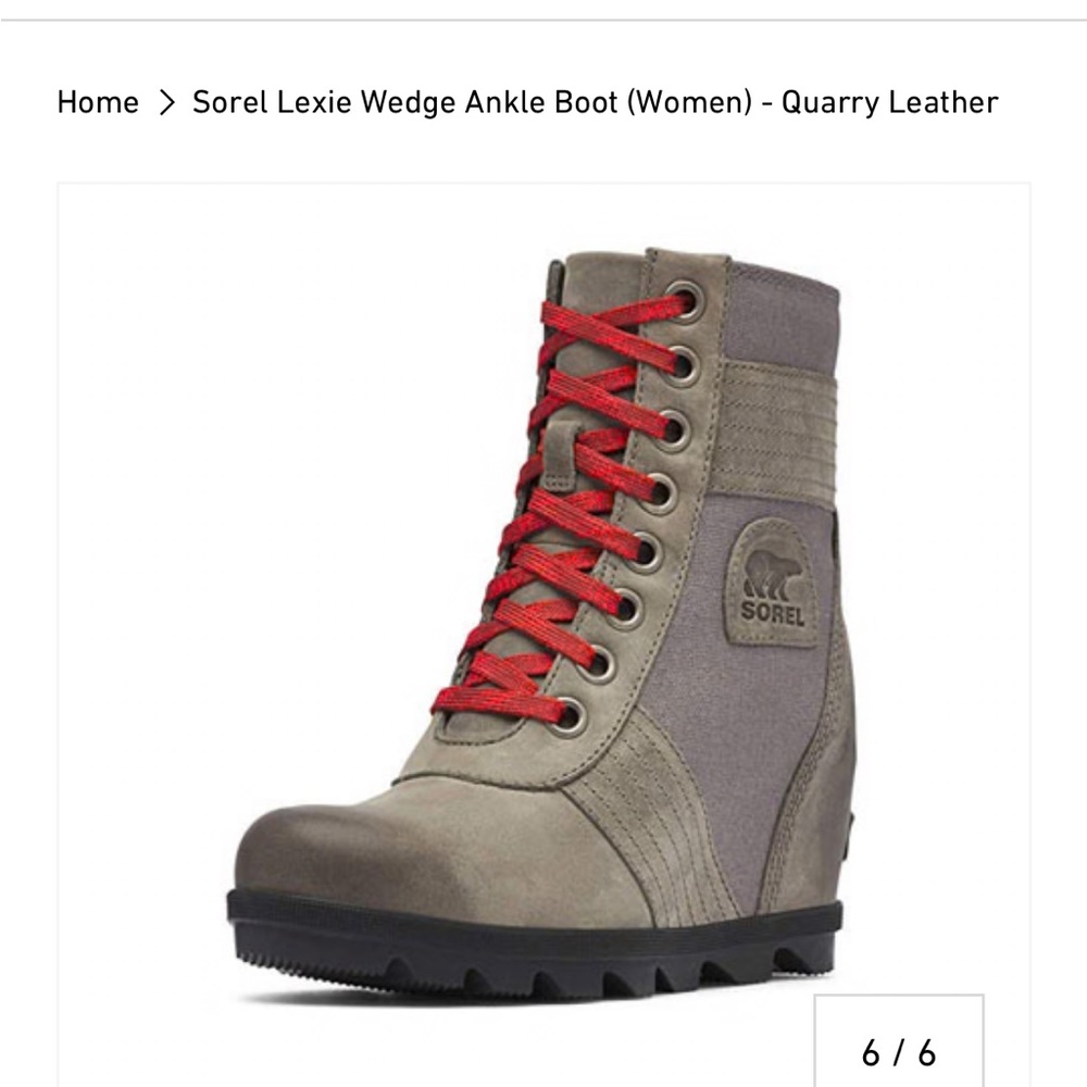 Sorel Lexie Wedge Ankle Boot - Size 10 Quarry Leather - Picture 4 of 10